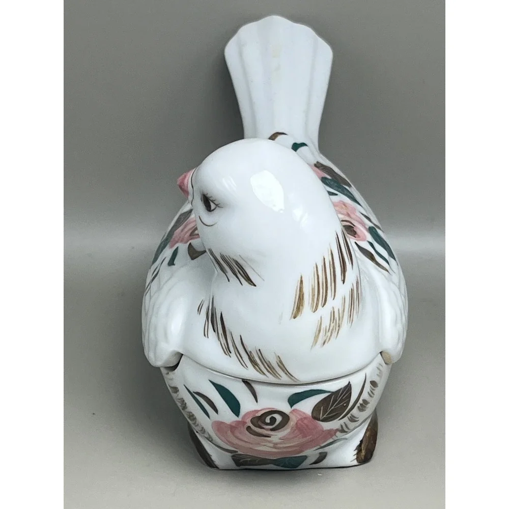 Vtg Porcelain Bird Trinket‎ Dish Figurine Decor 6.25